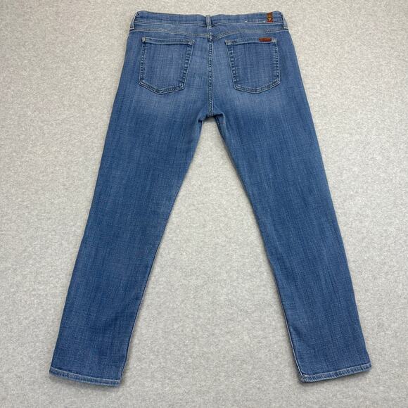 7 For All Mankind Jeans SZ 31 Medium Wash Stretch Denim Relaxed Skinny Straight - Picture 6 of 12